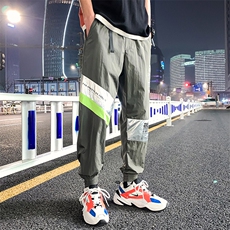 2021春季新款港风男士反光拼色九分裤运动小脚裤A438-5092-P50，男装休闲裤，电商A438