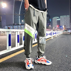 2021春季新款港风男士反光拼色九分裤运动小脚裤 A438-5092-P50图片