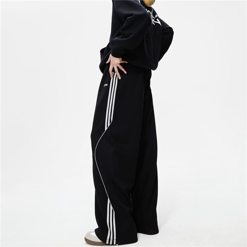 美式复古条纹拼接户外休闲运动裤男女hiphop街舞工装裤机能登山裤,女装休闲裤,星座1210-1