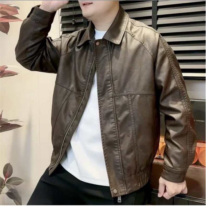 韩版潮流美式复古休闲皮衣加绒立领皮衣A329-JR8806-P165,男装皮衣,电商A329