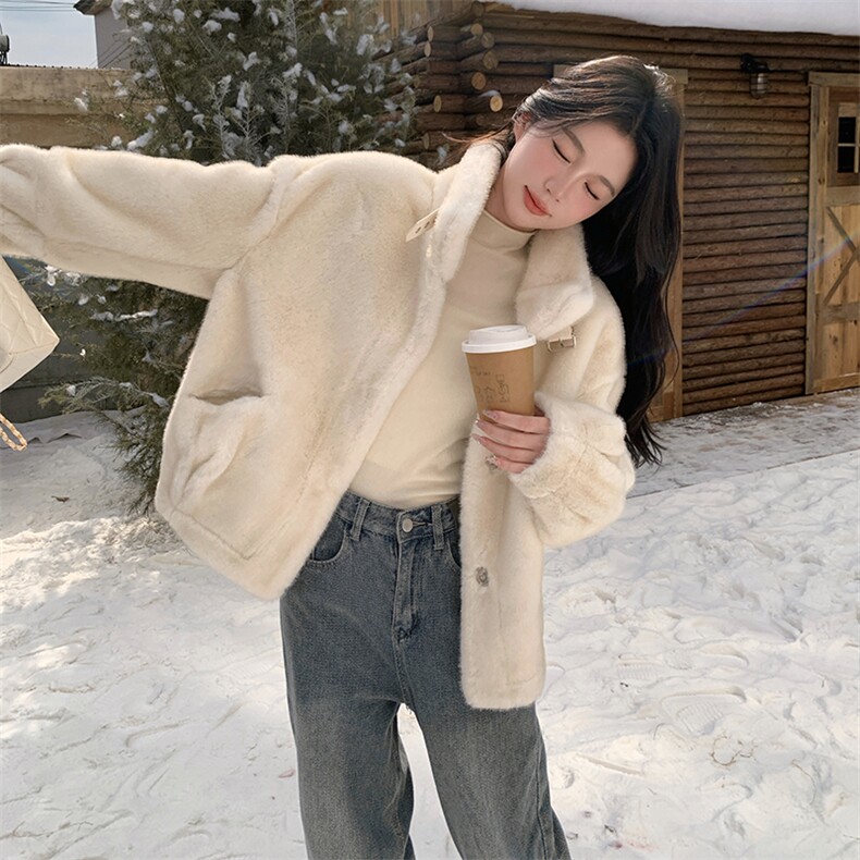 新款主推仿水貂皮毛一体9905-P195-K288,女装短外套,2C129