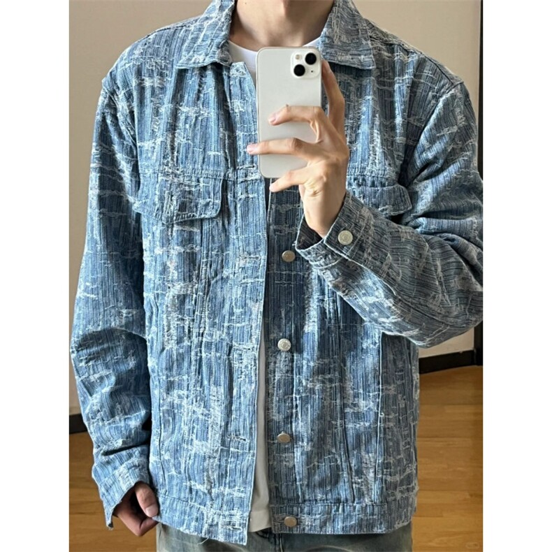 【有货】破坏线条牛仔外套男款潮牌高级感工装夹克TY861CC-特P70,男装夹克,星座1007（原301D）