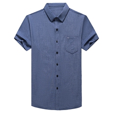 短袖衬衫男翻领纯色上衣服夏季中年男士休闲百搭半袖衬衣爸爸装，男装衬衫，电商B212（原钱塘6029）