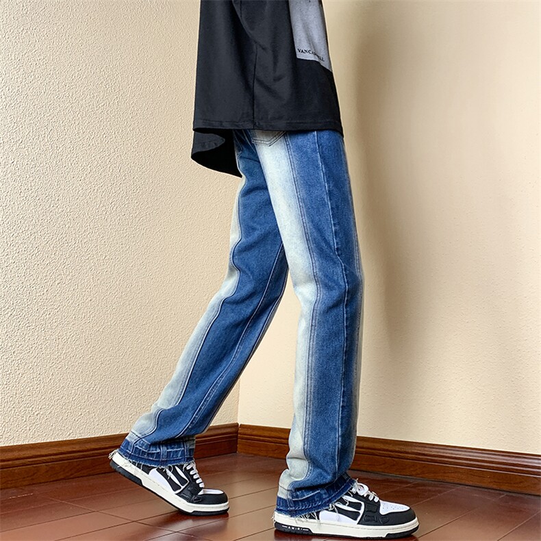 B221美式ins高街小众百搭重工艺修身直筒牛仔裤LK23020-P60控78,男装牛仔裤,电商B221