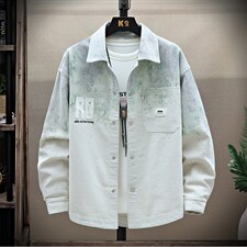 美式复古扎染牛仔夹克2026新款宽松休闲衬衫外套A436-2811-P70，男装夹克，电商A436