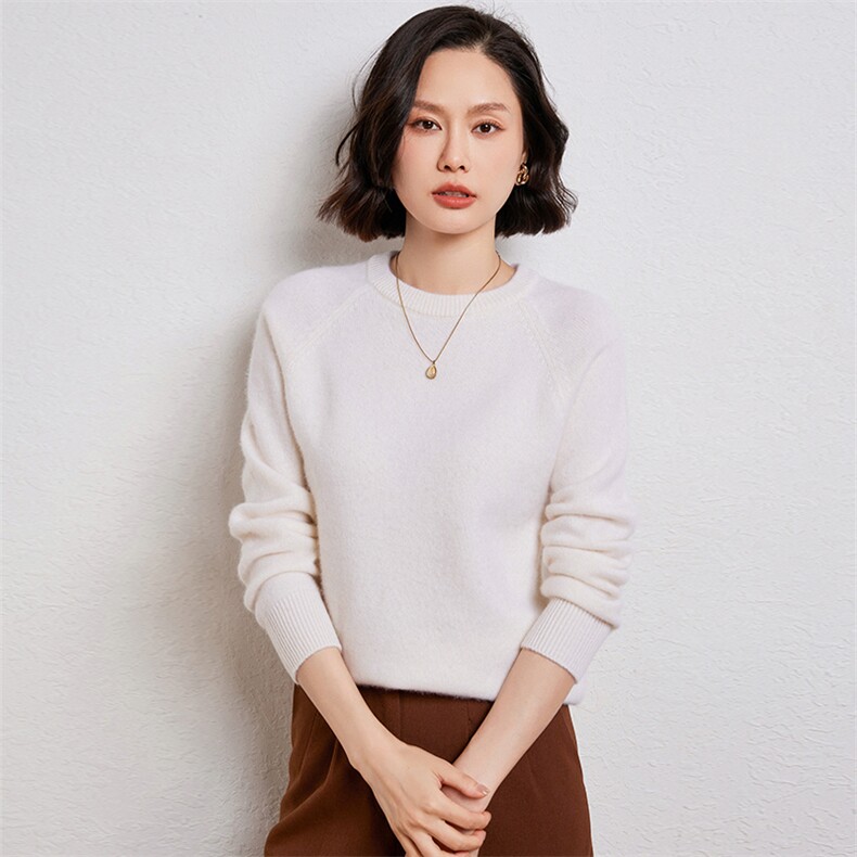2025春秋新款羊绒衫女100山羊绒圆领加厚纯色打底衫保暖针织套衫图片