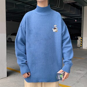 M18239-P45 加绒款-P65半高领毛衣男士大码针织衫男毛线衣男图片