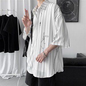 男短袖韩版潮流2024新款夏季宽松男士衬衣时尚外套A161-CT507-P45图片