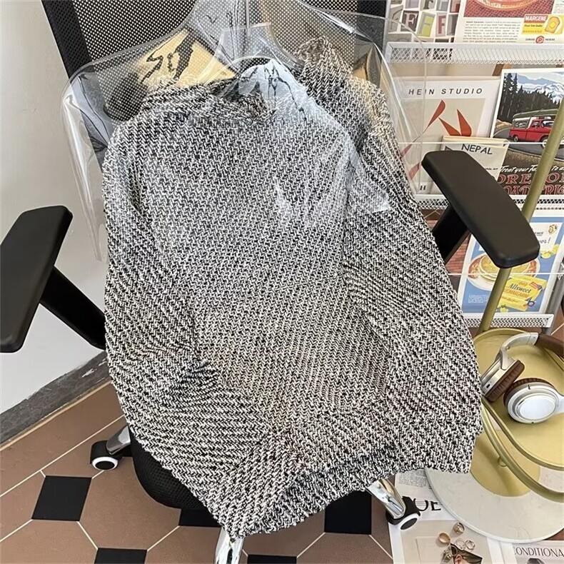 小香风情侣外套春秋季潮流连帽夹克男高级感宽松刺绣上衣W102/P52,男装夹克,星座506