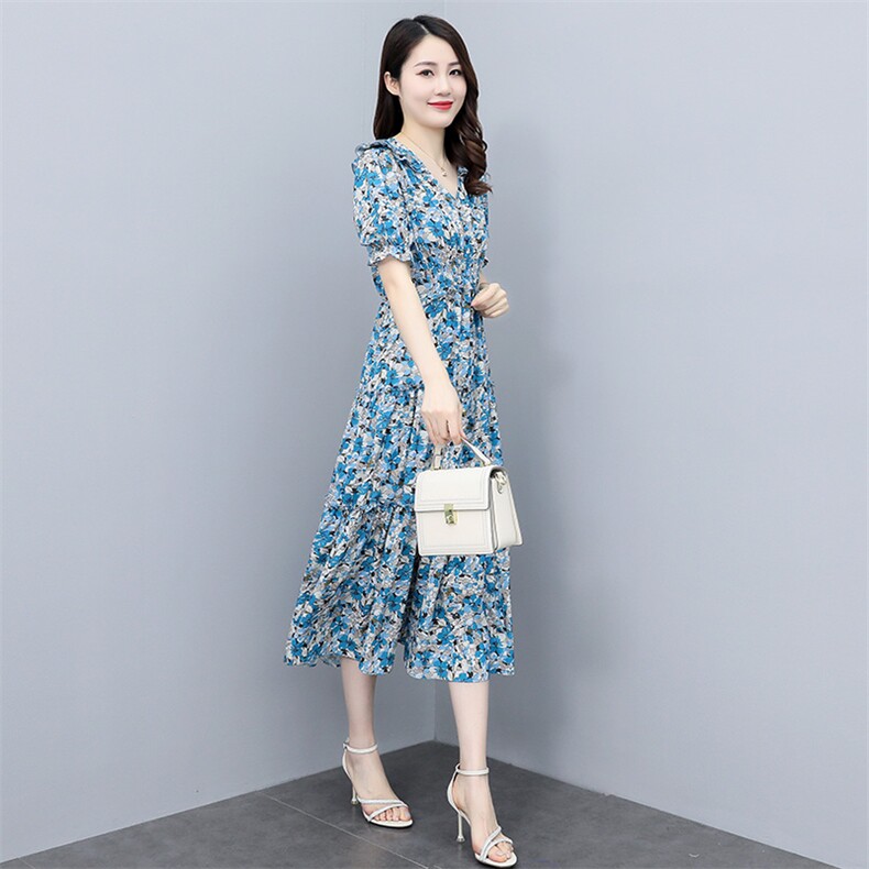 碎花连衣裙夏季2023年新款女高端大方漂亮气质显瘦收腰遮肚长裙子,女装连衣裙,牡丹诺
