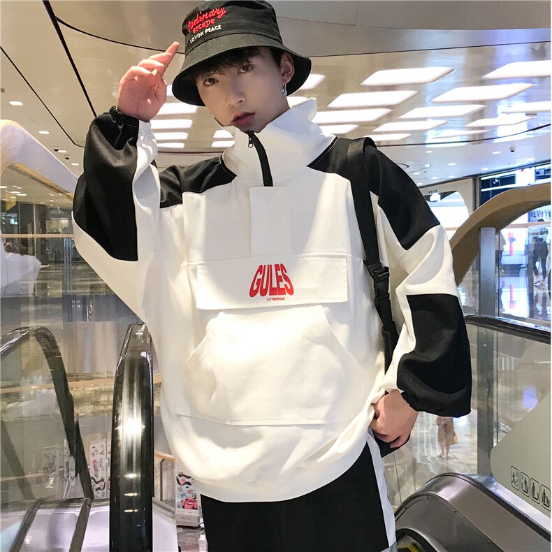 2021春秋装新款黑白格子印花大码港风卫衣XZ213-18W03,男装卫衣,星座213
