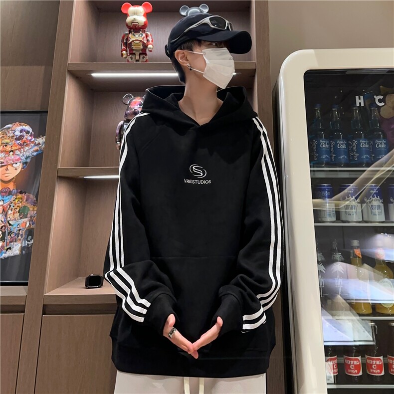 秋冬潮流百搭休闲宽松条纹刺绣连帽卫衣212-2-DY113-特P55,男装卫衣,星座808A-1