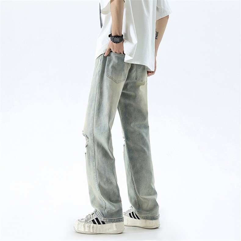 B221美式ins高街暗黑修身破洞弹力牛仔裤LK24182-P65控88,男装牛仔裤,电商B221