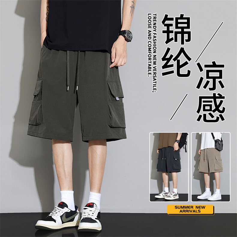 抖音品质冰丝运动短裤高街休闲五分裤子男A146-GY509特p35量大优,男装牛仔裤,HDA146