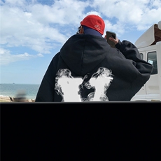 ！秋季重磅宽松大码港风烟雾v印花连帽卫衣LW0132-特p35，男装卫衣，星座508（原C305）