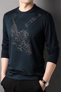 纯色印花上衣时尚潮流中年男士爸爸装T恤商务休闲男装宽松薄款图片
