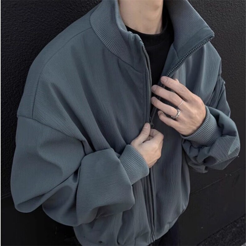 纯色立领飞行夹克男2025春款廓形短款棒球服高街百搭外套,男装夹克,星座506A