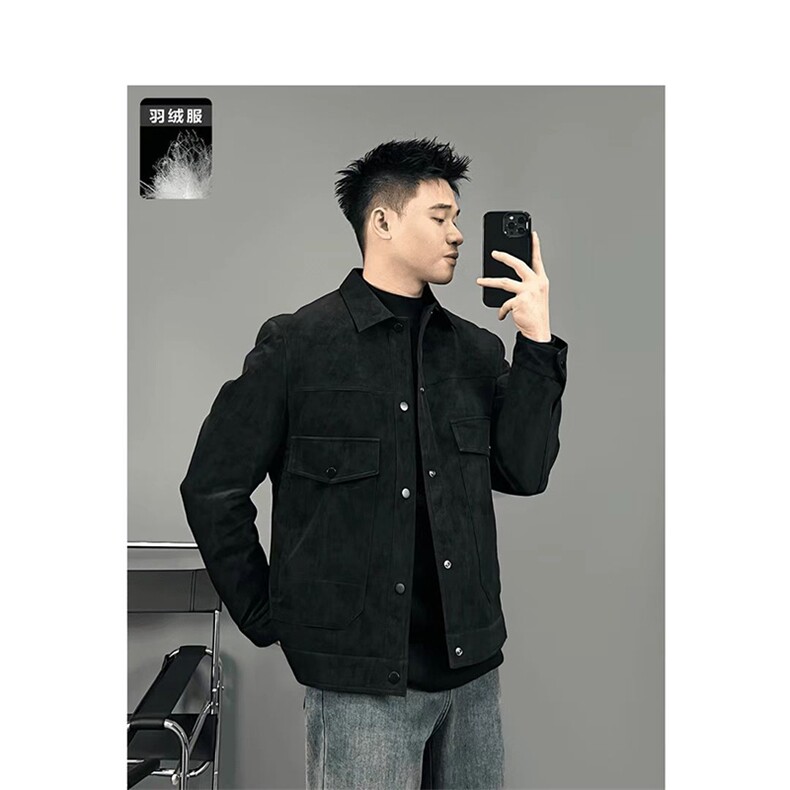 网图慎用~抖音同款皮羽绒服BY202/P165,男装羽绒服,电商B331