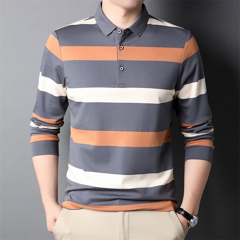 QLM77110男式秋季服装新款长袖T恤青年翻领四季打底体恤P70图片