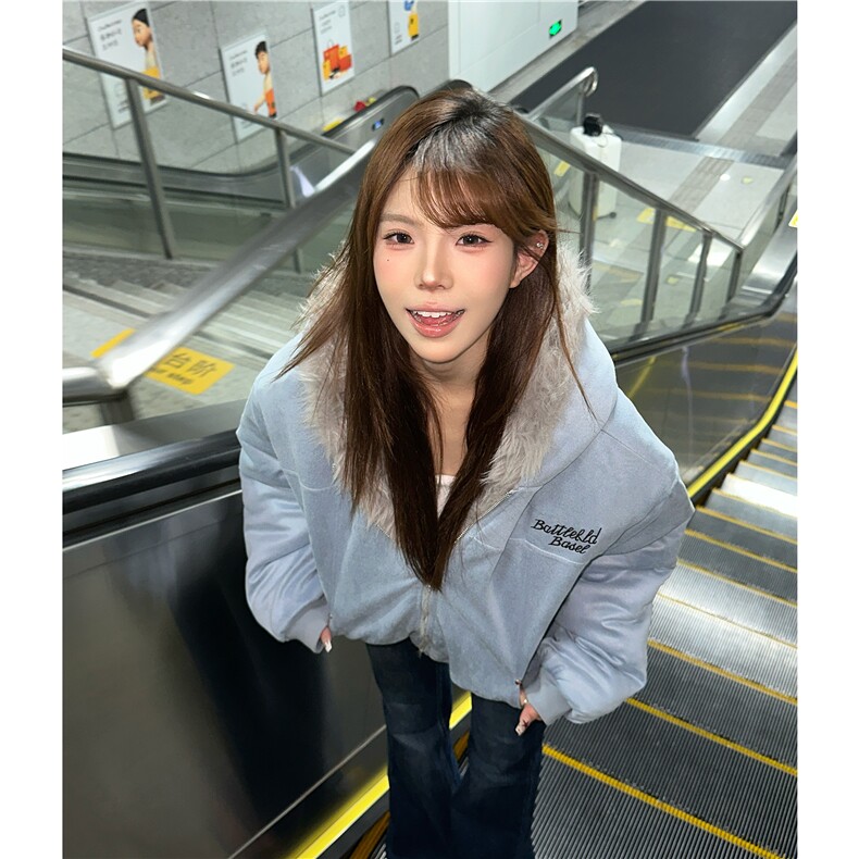 美式座山雕毛毛一体外套男女加厚猫耳朵连帽夹克棉服棉衣,男装夹克,电商C307