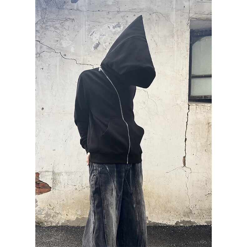 B221美式ins高街暗黑拉链宽松开衫卫衣连帽外套SY2314-P80控108,男装卫衣,电商B221