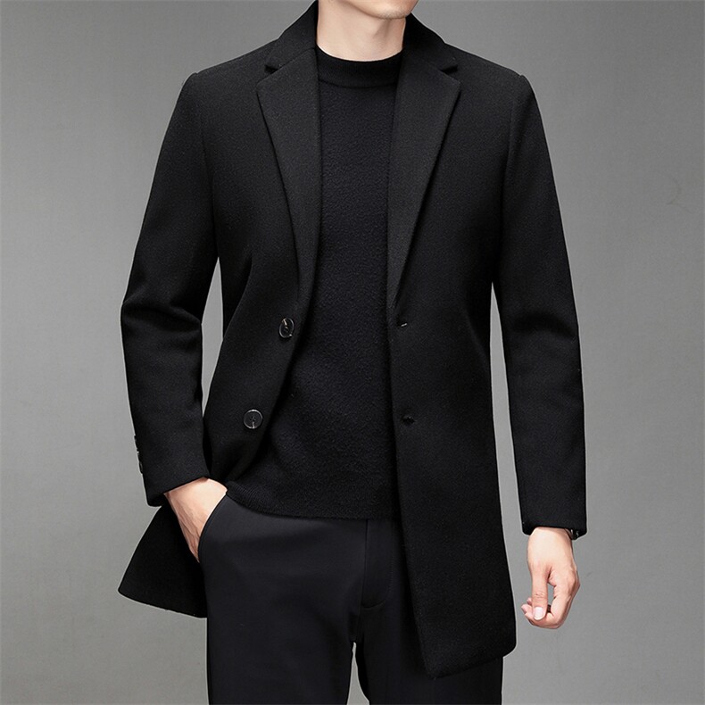 CKM351钱塘2020-2中年男士时尚休闲简约中长款百搭毛呢外套P170,男装毛呢大衣,钱塘207-2