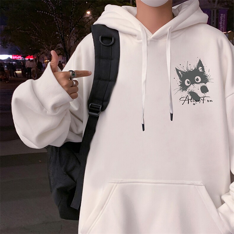 CM076秋冬季纯棉连帽卫衣男2025新款卡通休闲长外套宽松,女装短外套,星座304A