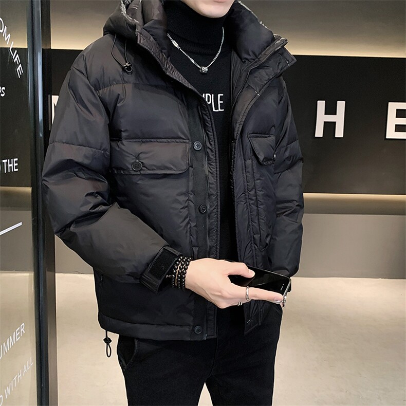 2025冬季店主风纯色高级感连帽外套短款休闲羽绒服男YR8035-P200,男装羽绒服,电商A413