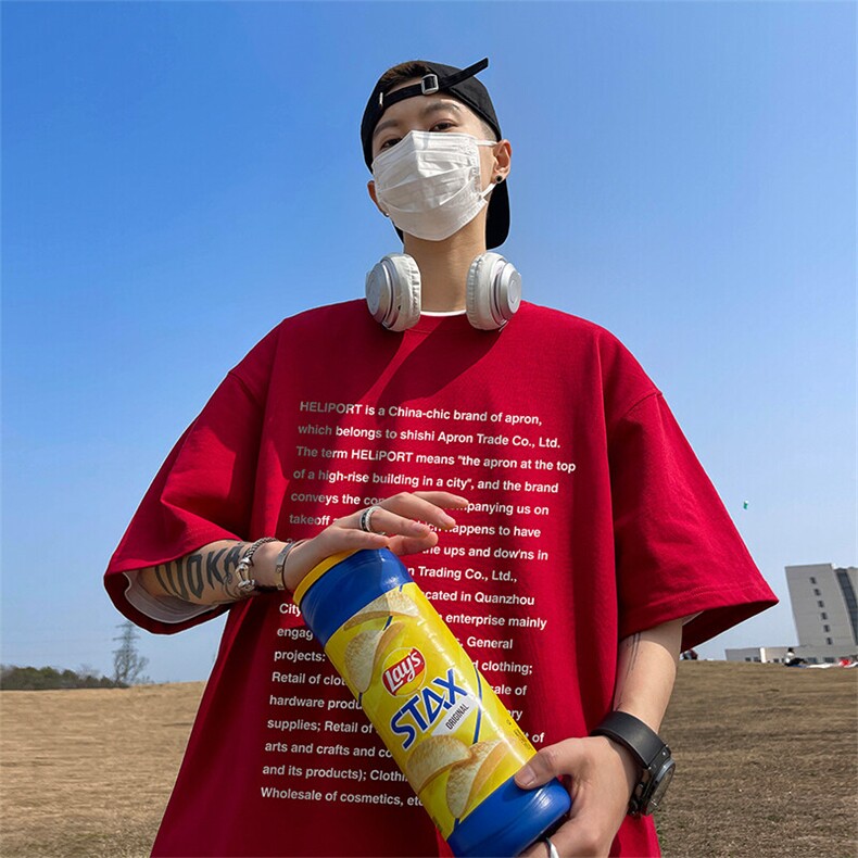 抖音得物二开现货供应220克夏装重磅美式高街宽松短袖t恤MT56,男装T恤,电商A486-1