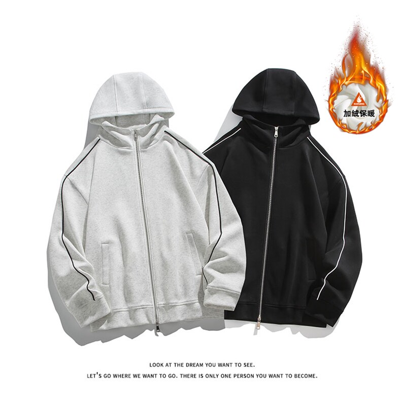 美式连帽外套加厚保暖卫衣W4683JR（加绒）特P60/常规W4683特P55，男装棉衣，电商A007