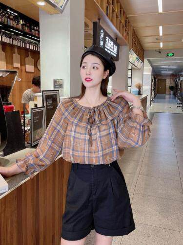 秋季新款格子衬衫，女装衬衫，斐伦缇娜