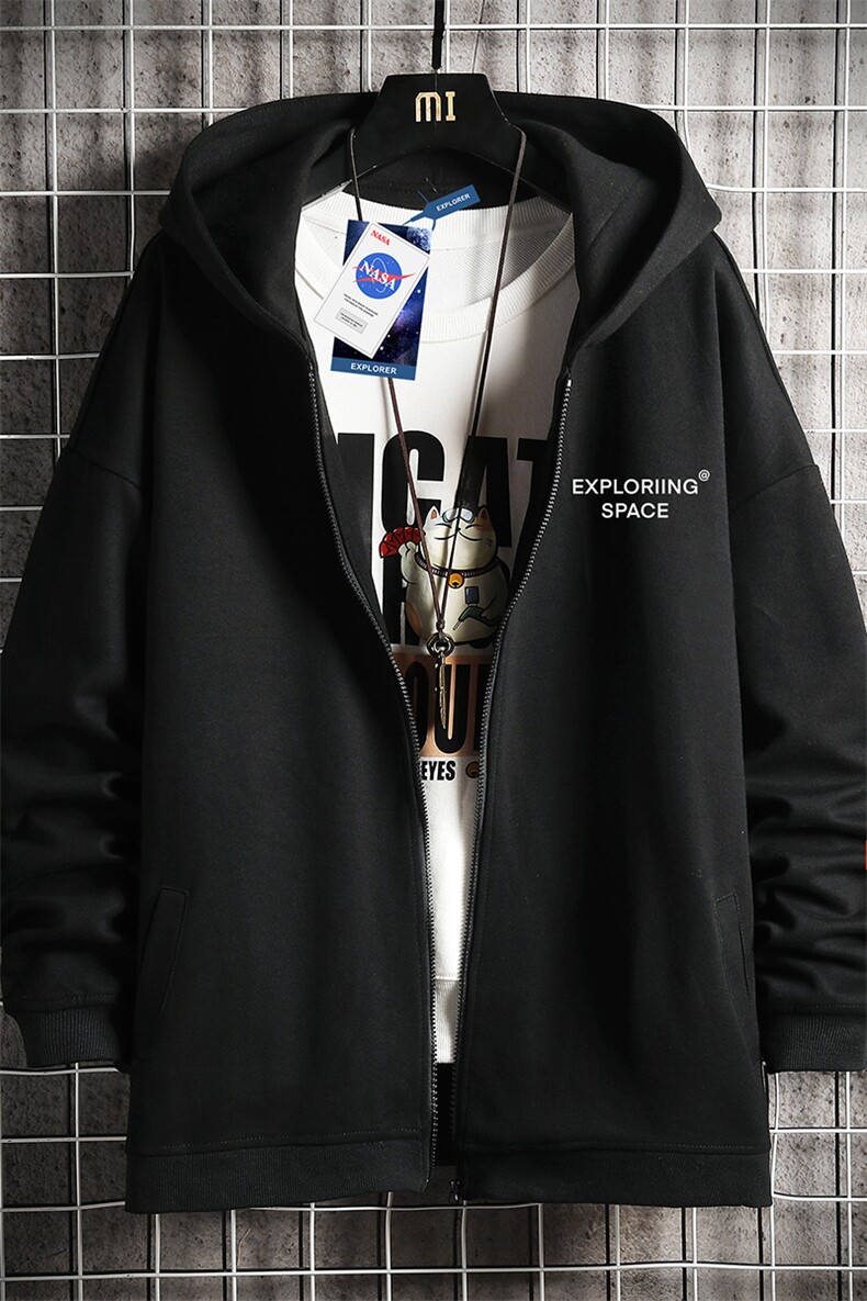 KS21244-P38连帽开衫卫衣男运动外套大码班服网格,男装卫衣,电商A040A