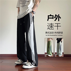抖音品质夏季速干伞兵裤三条杠宽松休闲裤B315-K24160-特p30控58，男装休闲裤，电商B315