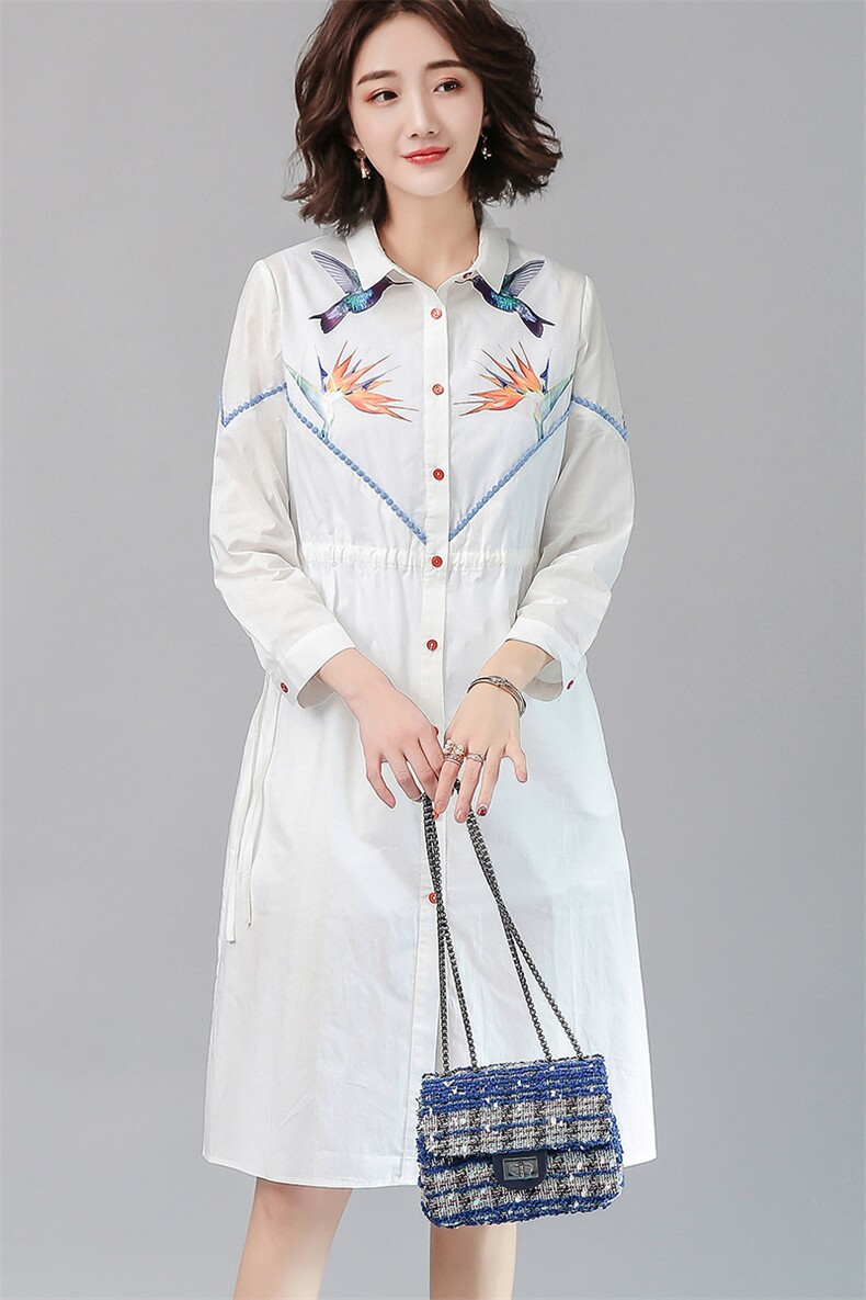 连衣裙舒适时尚优雅潮流气质2021年春季长袖中长款,女装连衣裙,深水步