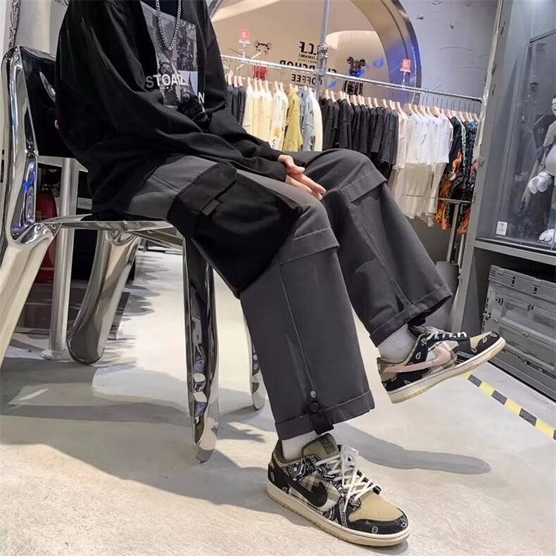 夏季直筒工装裤男日系潮牌ins休闲宽松裤子百搭九分裤K5965-P35,男装休闲裤,星座512-3