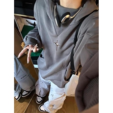 华棉仿棉复合卫衣春秋款男宽松圆领连帽套头衫情侣上衣W1113，男装卫衣，星座1116A（原606A-3）