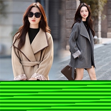 2025冬装新款时尚拼色大衣外套，女装毛呢外套，伊仟回