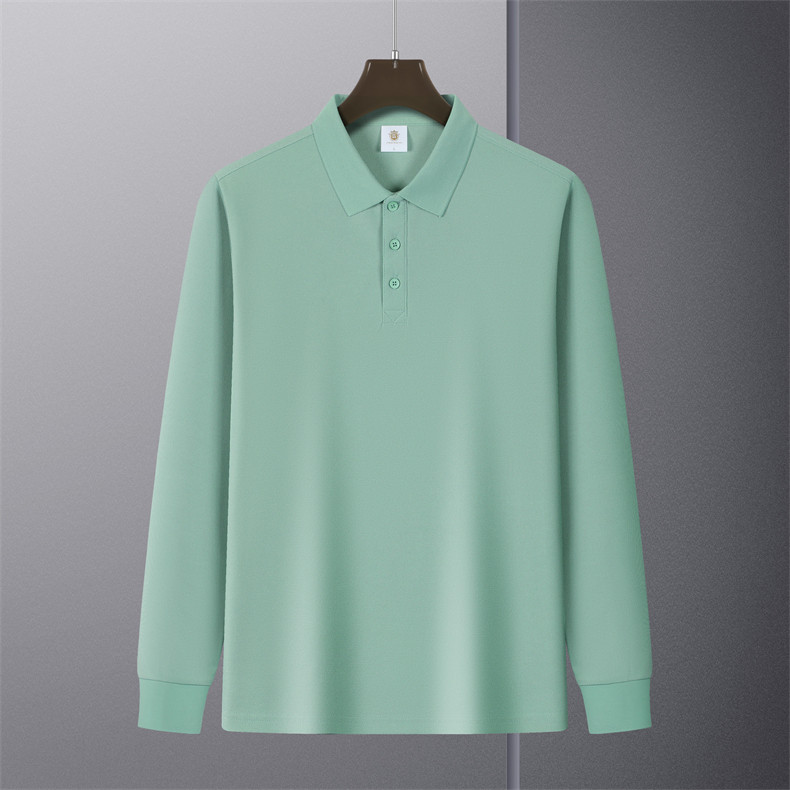 高端有翻领长袖POLO衫2025新款工作服定制纯色带领工衣T恤,男装Polo衫,电商B212（原钱塘6029）