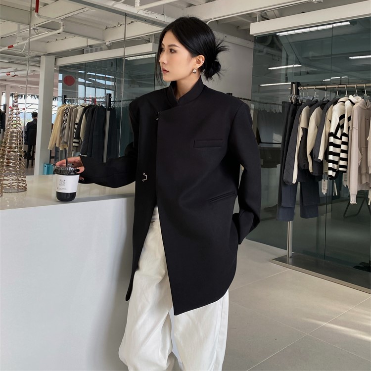 1506-1/XJK181/P56新中式短款西装外套女早春新款宽松休闲图片