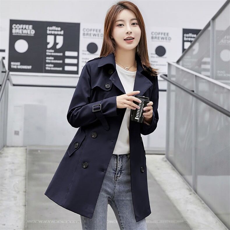 风衣女中长款小个子春秋季新款女装修身韩版休闲气质百搭外套女,女装风衣,韩蔻秀