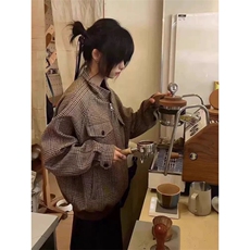 706-1-JK3273-P72特P现货秋季美式复古千鸟格短款外套，女装短外套，星座706-1