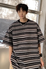 港风条纹短袖T恤男大码立体口袋设计短袖T恤男DT8768P40控59，男装T恤，星座226-1