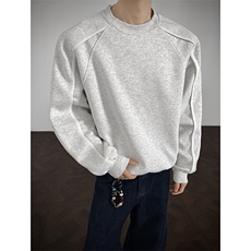 500克重磅拼接结构板圆领卫衣撞色加绒奥粒绒外套RH5317JR-P57，女装短外套，星座610B-1