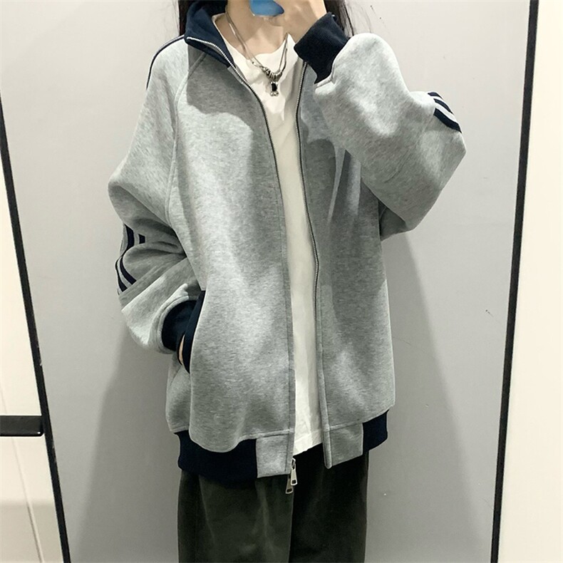 抖音得物高品质26春装美式高街重磅结构拼接织带立领卫衣外套CM42,女装短外套,电商A486