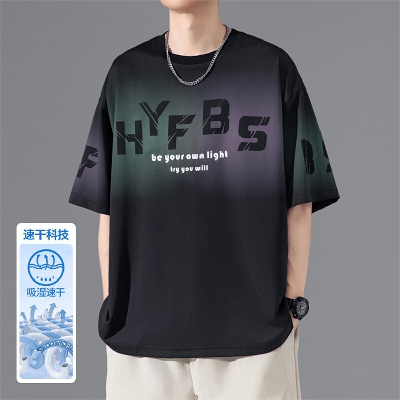 2025 夏季新款 无影墙大码冰丝印花短袖T恤M-5X HT25530-特P25图片