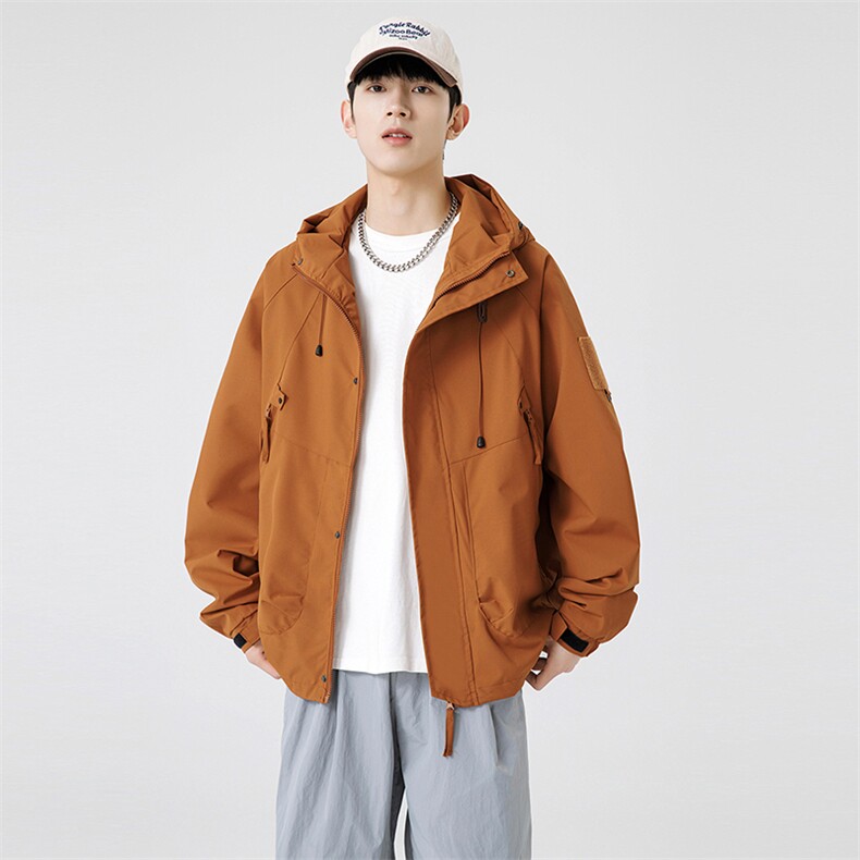 山系连帽夹克男士春秋新款户外冲锋衣工装上衣外套J90-P40，男装夹克，星座1403B