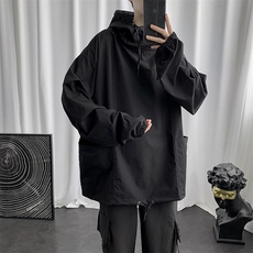 ins超火的街头工装连帽日系套头卫衣外套男宽松jk853-p35加绒45，男装工装外套，星座1008-2