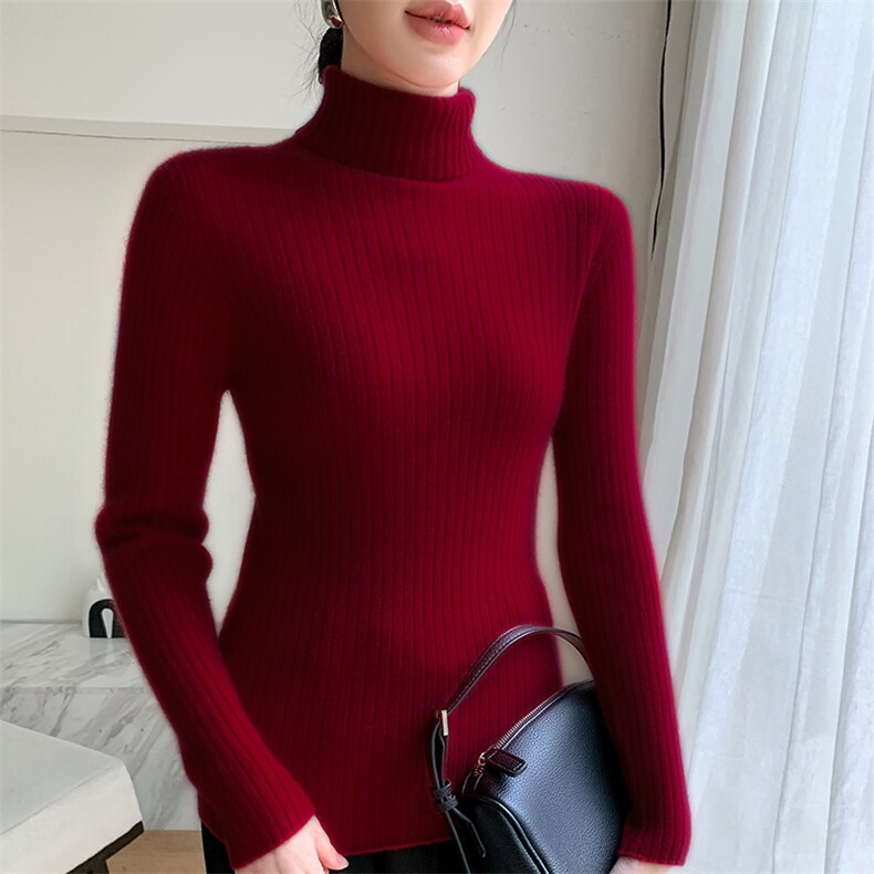女士秋冬羊绒套衫高领长袖修身简约,女装羊绒衫,拓驰羊绒