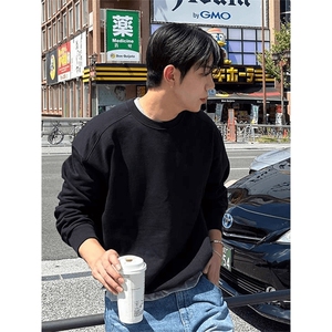 抖音得物高品质 二开支持退换 26春装美式男宽松曼巴纯色圆领卫衣图片