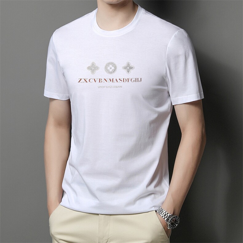 FL-SM3120男式2023年夏季新款丝光棉T恤衫男短袖圆领休闲体恤P53图片